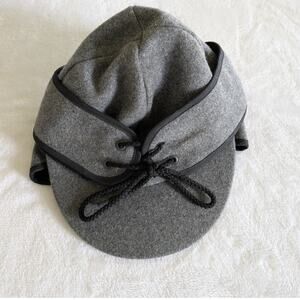 Beaver Brand Wool Cap Hat Size 7 Ear Flap Winter Black‎ Gray